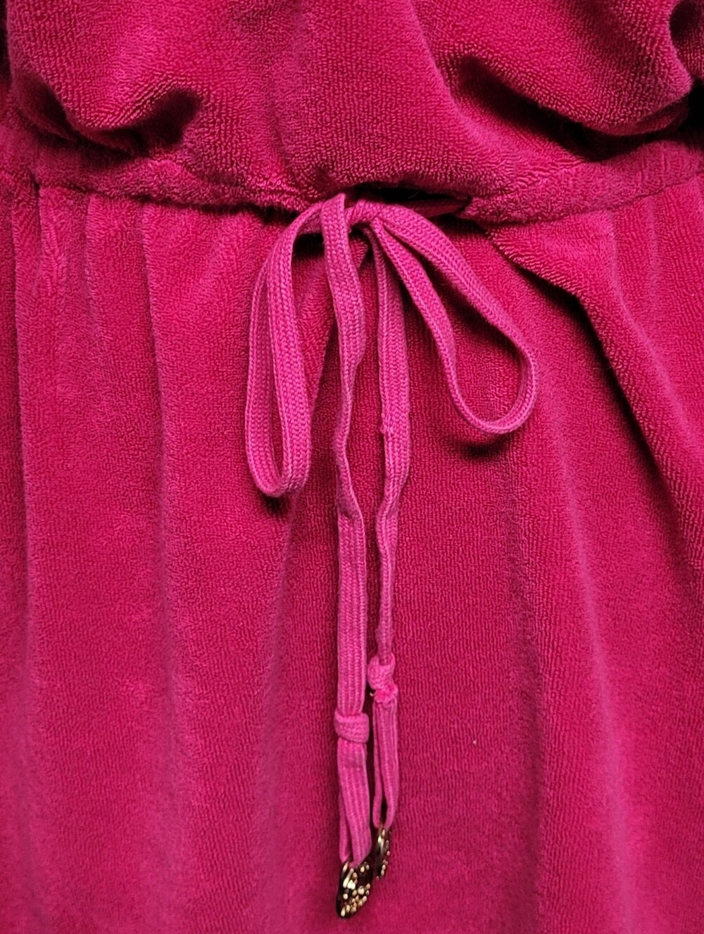 Juicy Couture Rare Vintage Magenta Terrycloth Racerback Tie-Waist Mini Dress L - Picture 5 of 13